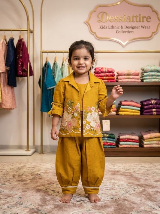 Girls Mustard Yellow Afghani Set
