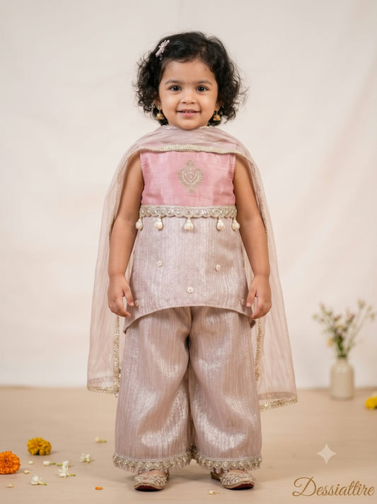 Girls’ Pink Embroidered Kurta & Pants Set