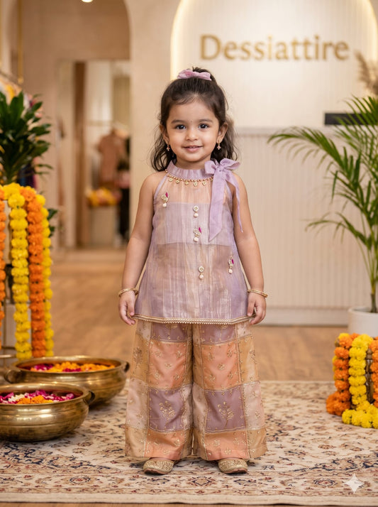 Designer Kurti with Flared Palazzo Set for Girls