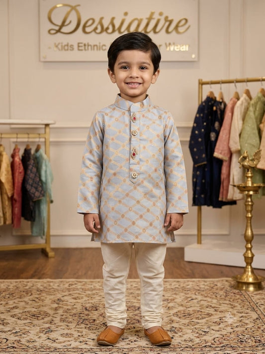 Light Blue Kurta with Pyjama Set for Boys