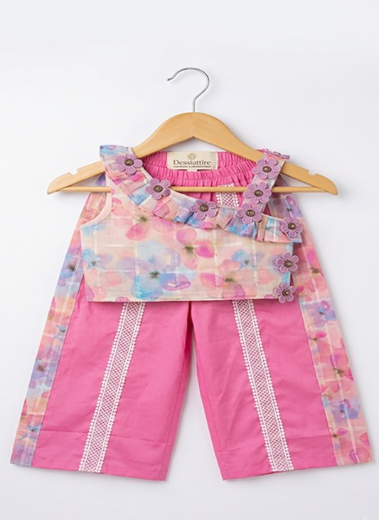 Pink Printed One side off shoulder
