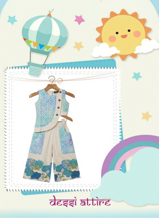 Off White Blue Coord set