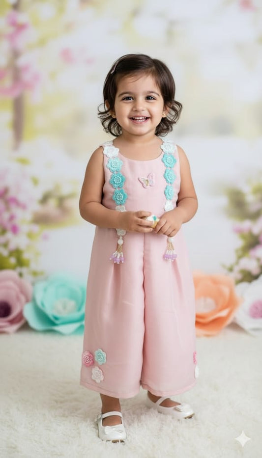 Light Pink  Organza Coord Set For Kids Girl