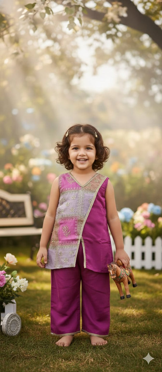 Rani Pink Cotton Cosmo Tissue Corset For Kids Girl