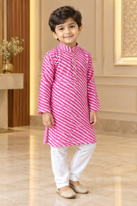 Pink Cotton Kurta Pajama For Kids Boy