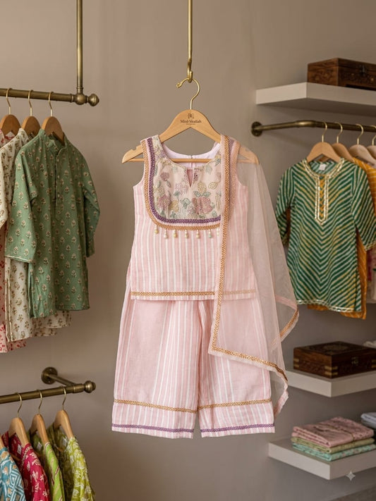 Girls Blush Pink  Kurta Palazzo Set
