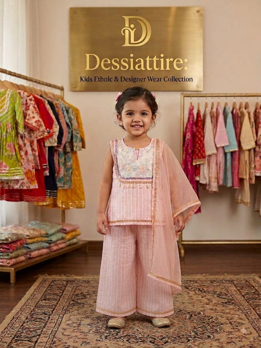 Girls Blush Pink  Kurta Palazzo Set