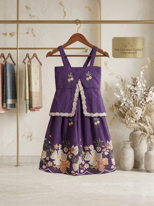 Girls Royal Purple  Lehenga Set with Dupatta