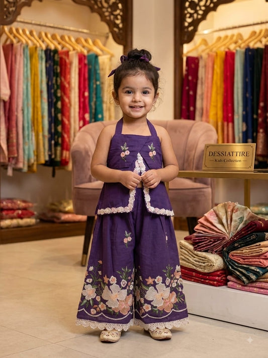 Girls Royal Purple  Lehenga Set with Dupatta