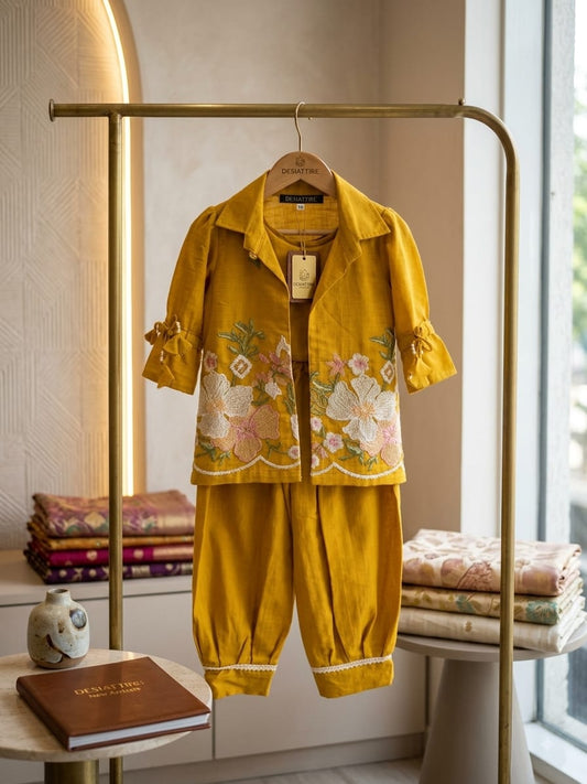 Girls Mustard Yellow Afghani Set