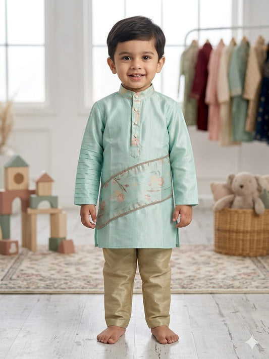 Boys Mint Green  Kurta Pajama Set