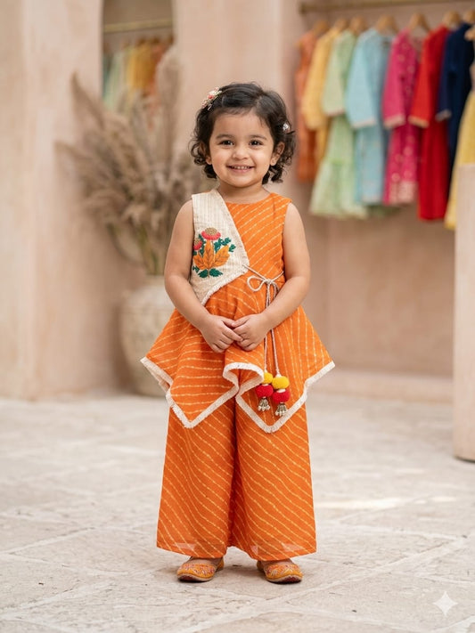 Girls Orange  Palazzo Set