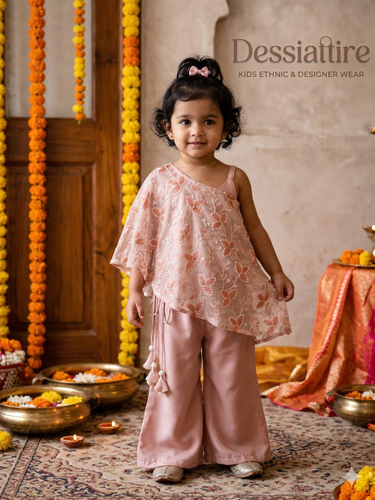 Exclusive Floral Printed Peplum Top with Sharara Set for Girls