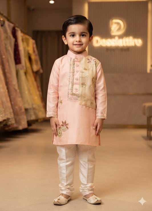 Peach Kurta with Pyjama Set for Boys