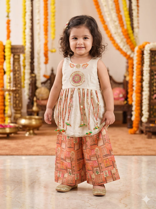 Peplum Top with Palazzo Set for Girls